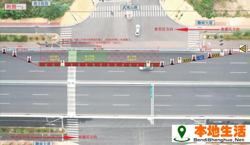 2025年11月3日起贛州贛南高架部分路段開始施工